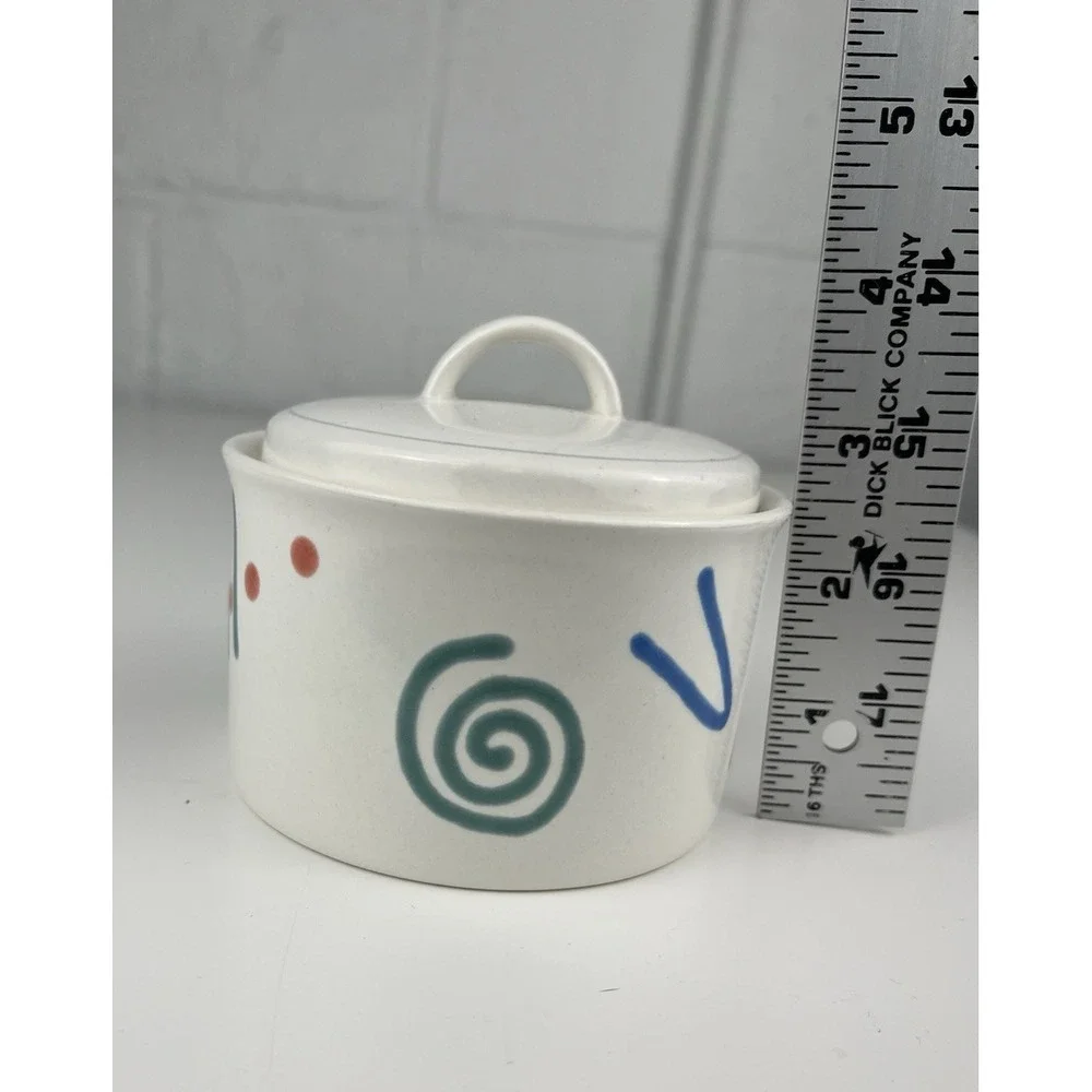 Mikasa Studio Craft CAD 94 Acrylics Sugar Bowl 90s Y2K Memphis Post Modern Swirl